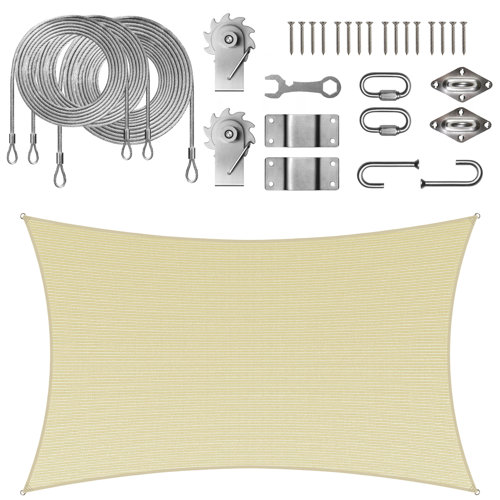 Colourtree Rectangle Shade Sail With Installation Winch Kit Set Wayfair